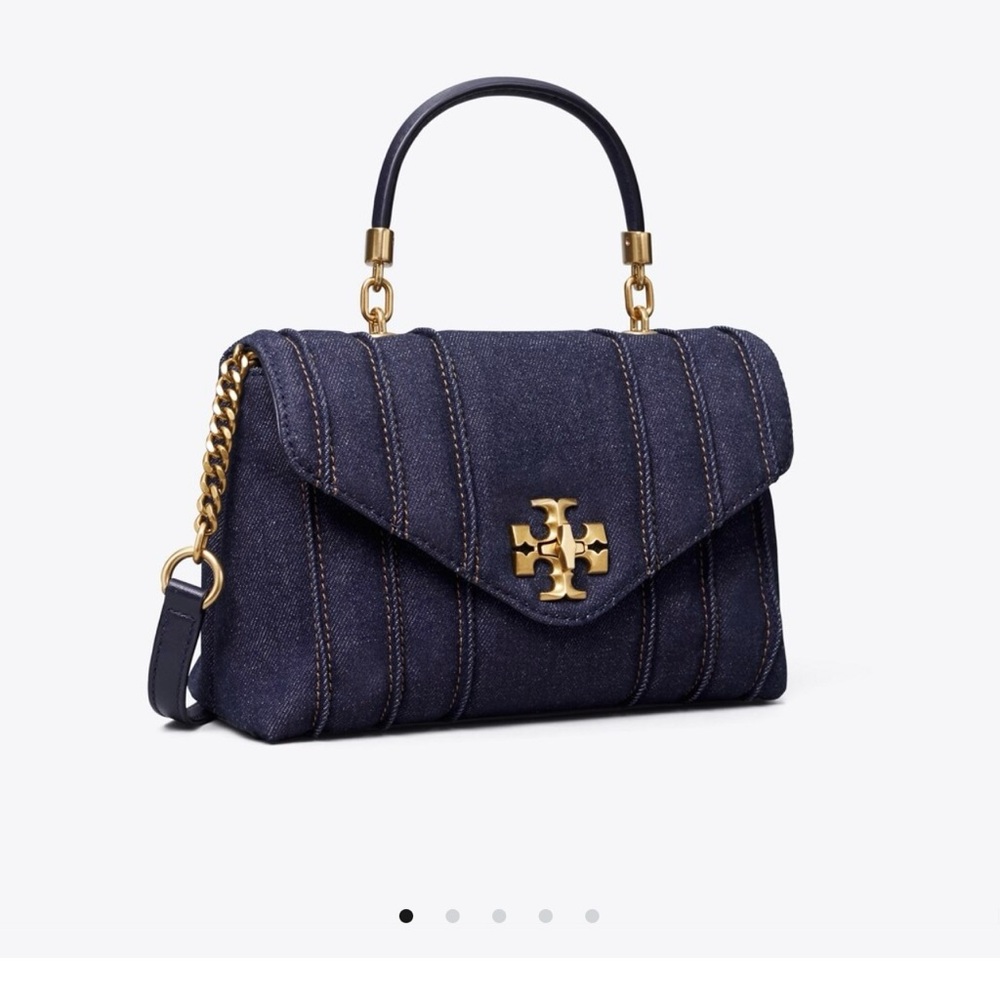 Tory Burch KIRA QUILTED DENIM SMALL SATCHEL